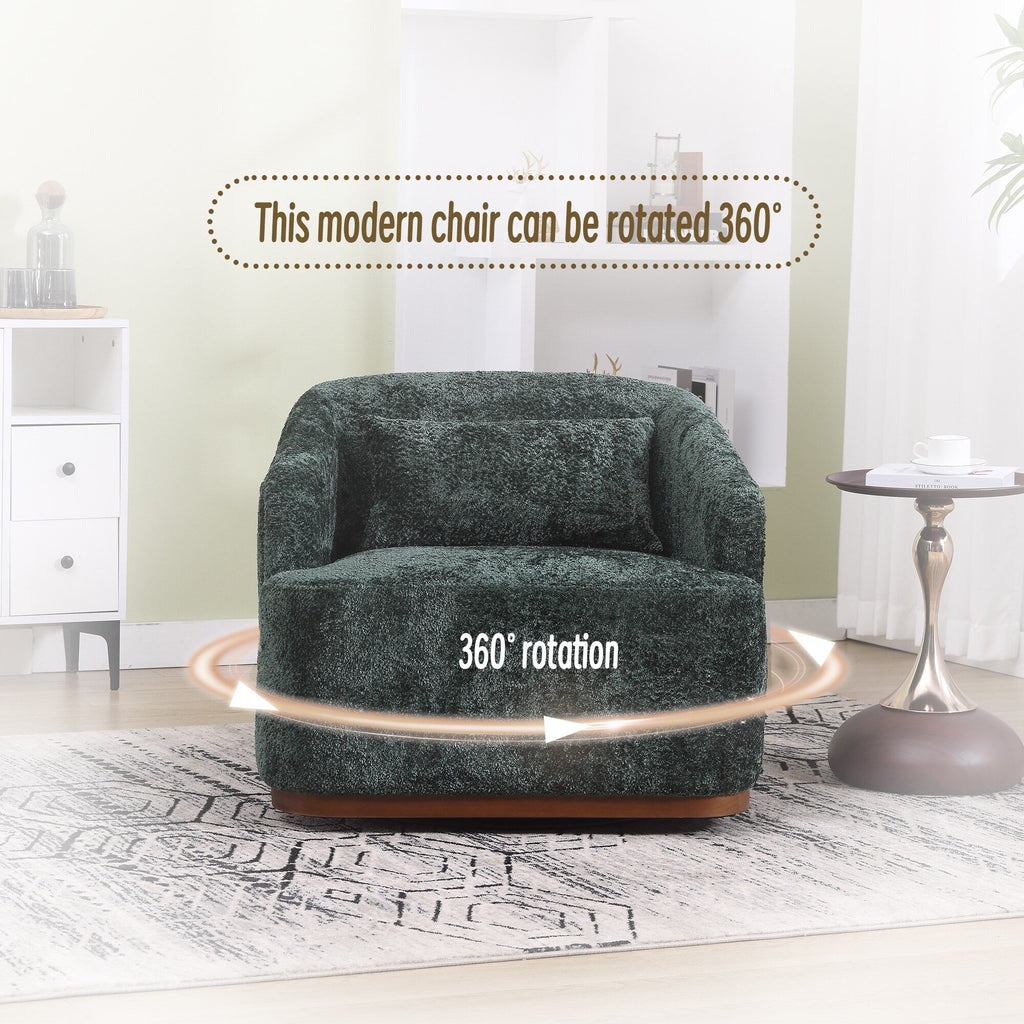 Fauteuil pivotant en chenille, canapé d'appoint confortable à 360 degrés pour salon, chambre et bureau avec coussin amovible
