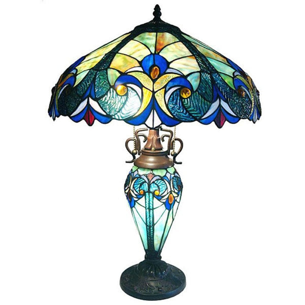 Lampe de table Chloe de style Tiffany à double éclairage, 2 et 1 lumière