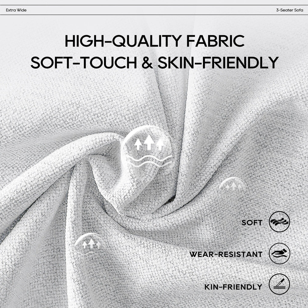 Canapé modulaire Cloud 144 avec pouf - Canapé de salon en tissu chenille moelleux