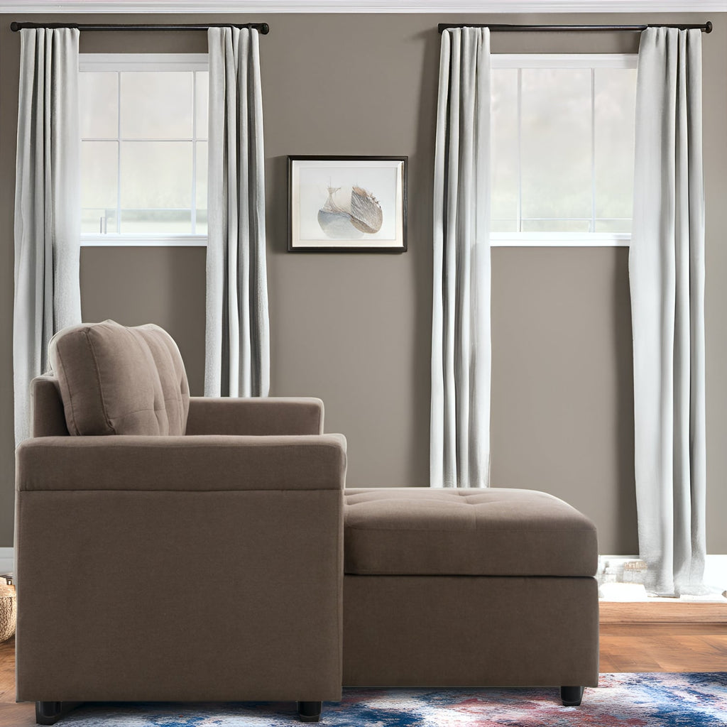 Canapé sectionnel convertible réversible avec lit gigogne, méridienne avec rangement dissimulé et pieds robustes