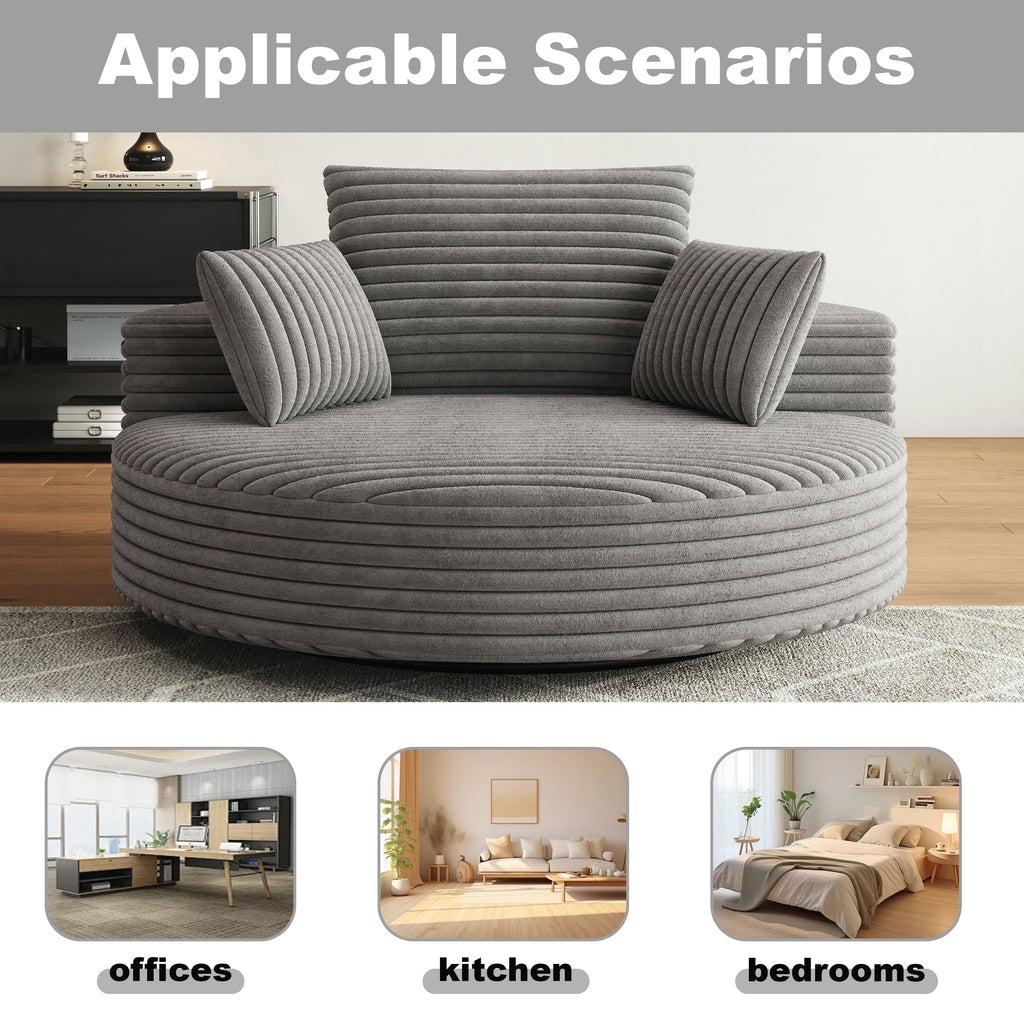 Chaise pivotante simple en velours côtelé et mousse chenille