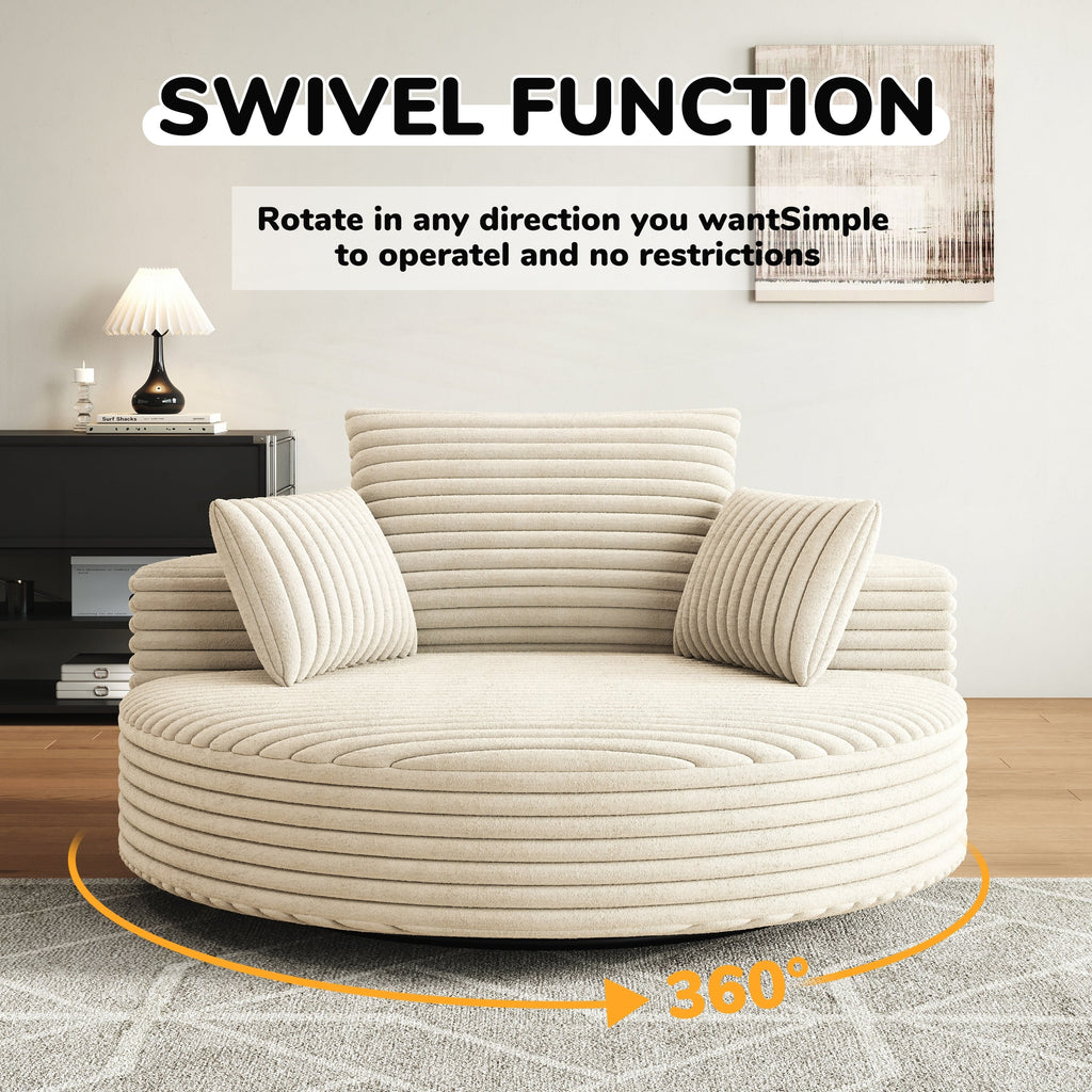 Chaise pivotante simple en velours côtelé et mousse chenille