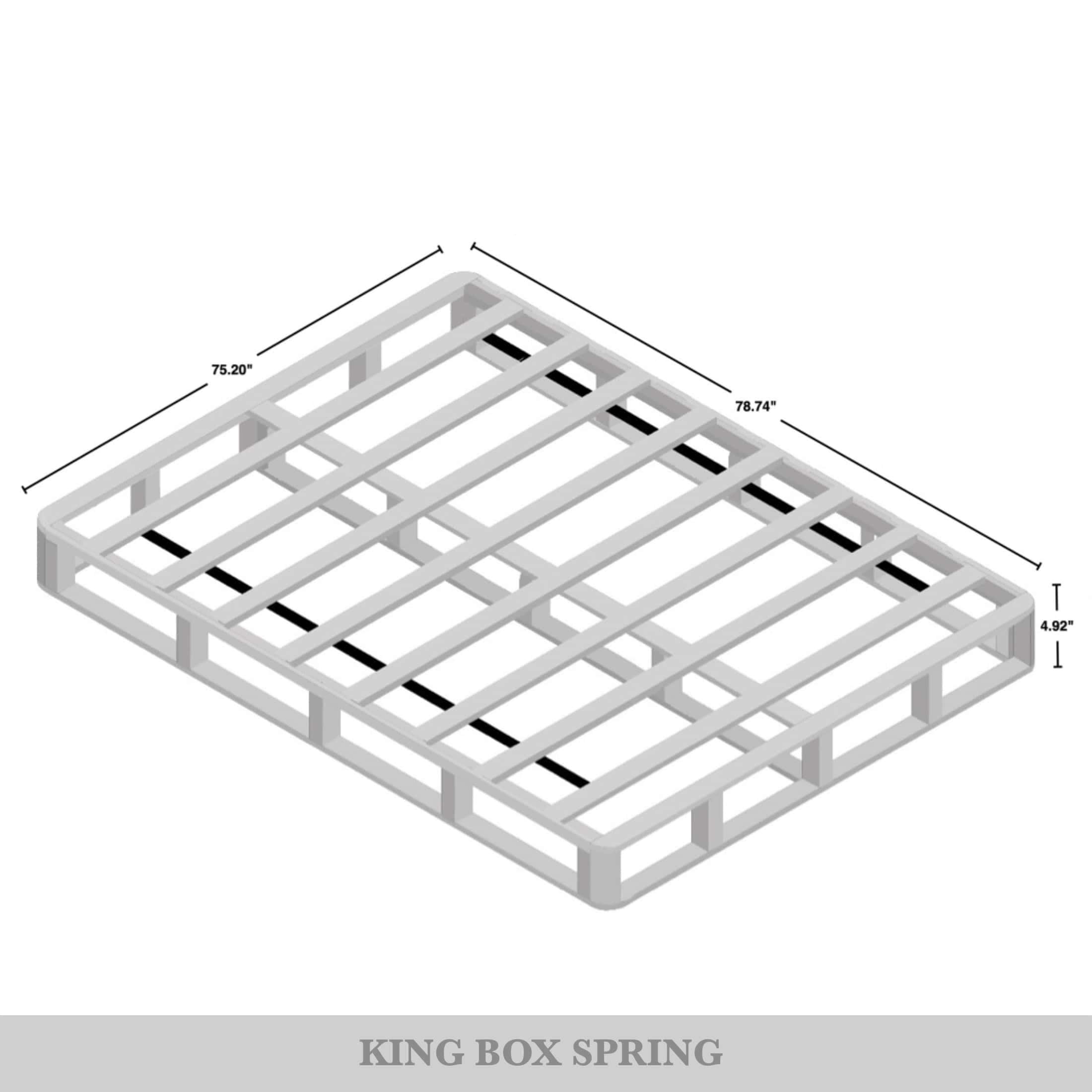 Sommier à ressorts en bois massif CraftPorch de 5 pouces avec lattes en bois et revêtement en lin gris chaud