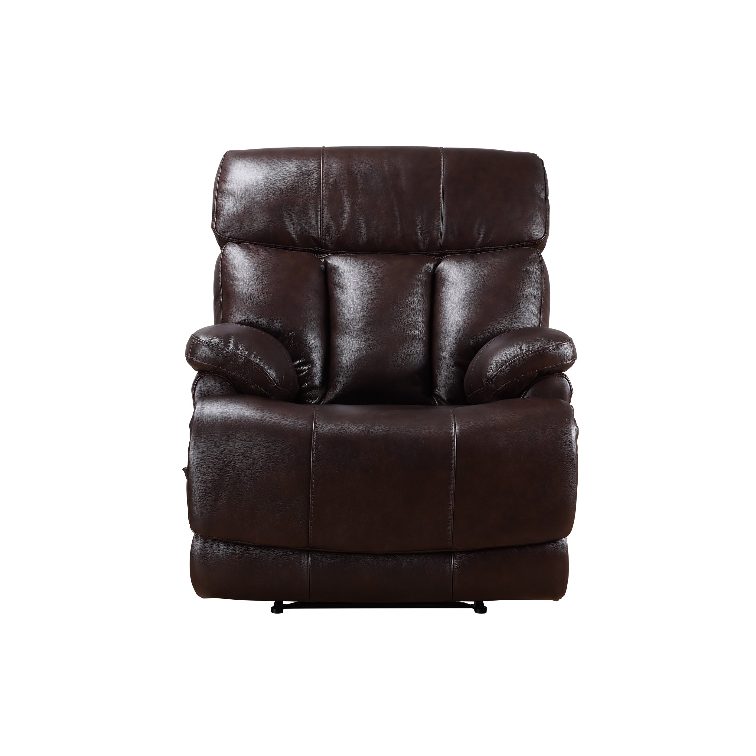 Fauteuil inclinable manuel extensible avec repose-pieds en cuir véritable marron de qualité supérieure Davin