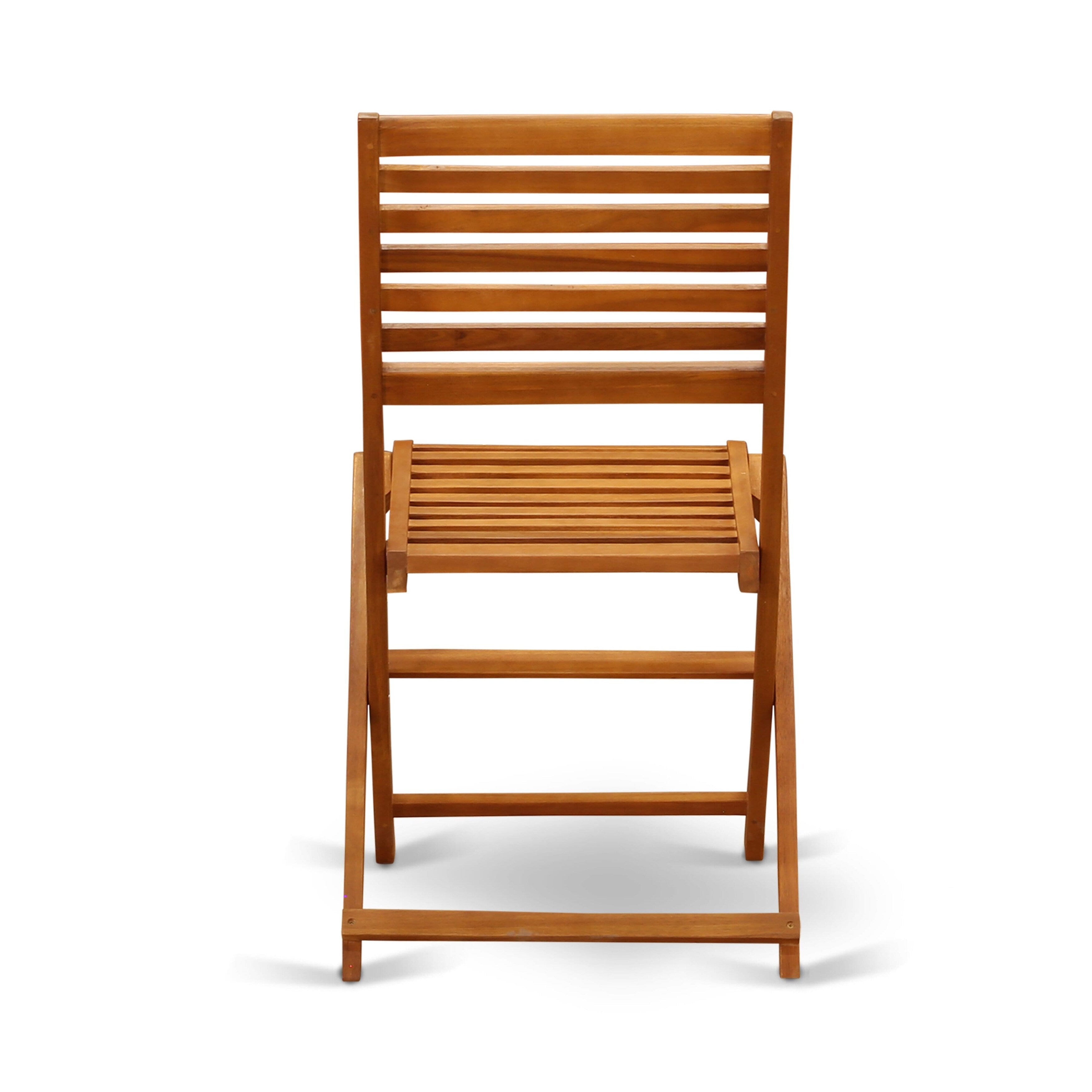 L'ensemble de bistrot de conversation d'extérieur East West Furniture comprend une table basse ronde en bois et 2 chaises pliantes, huile naturelle