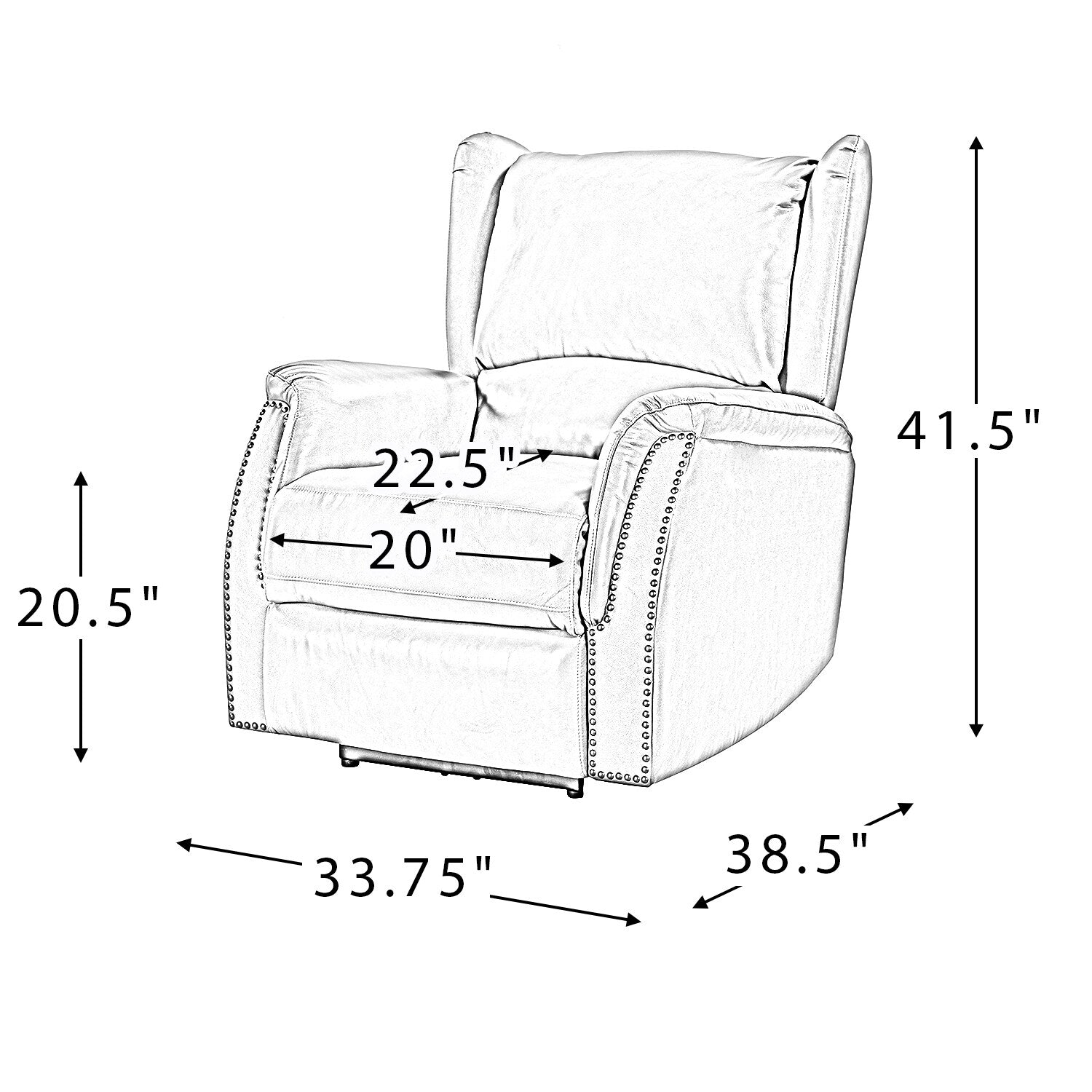 Fauteuil inclinable électrique en cuir véritable Eduardo avec port USB, lot de 2