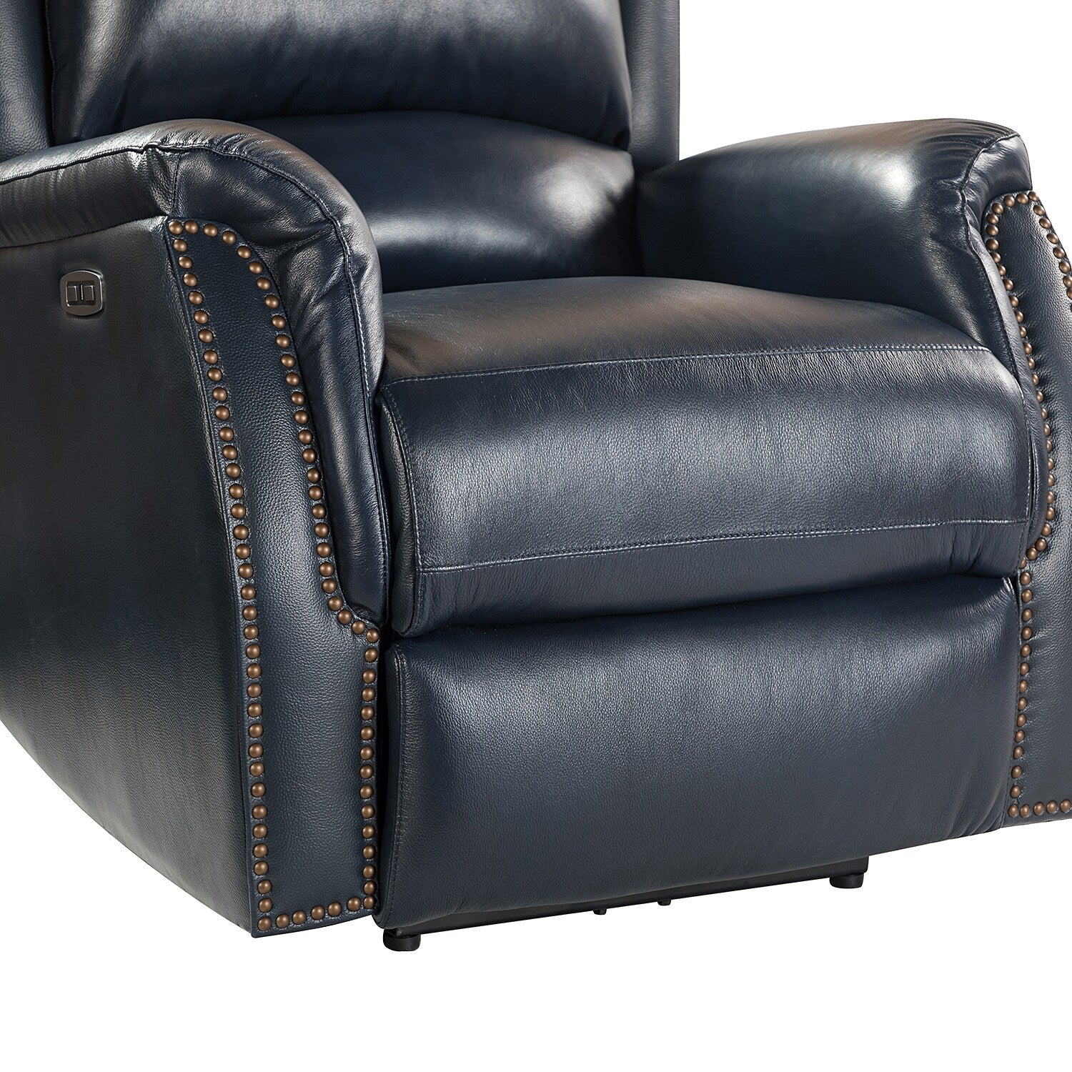 Fauteuil inclinable électrique en cuir véritable Eduardo avec port USB, lot de 2
