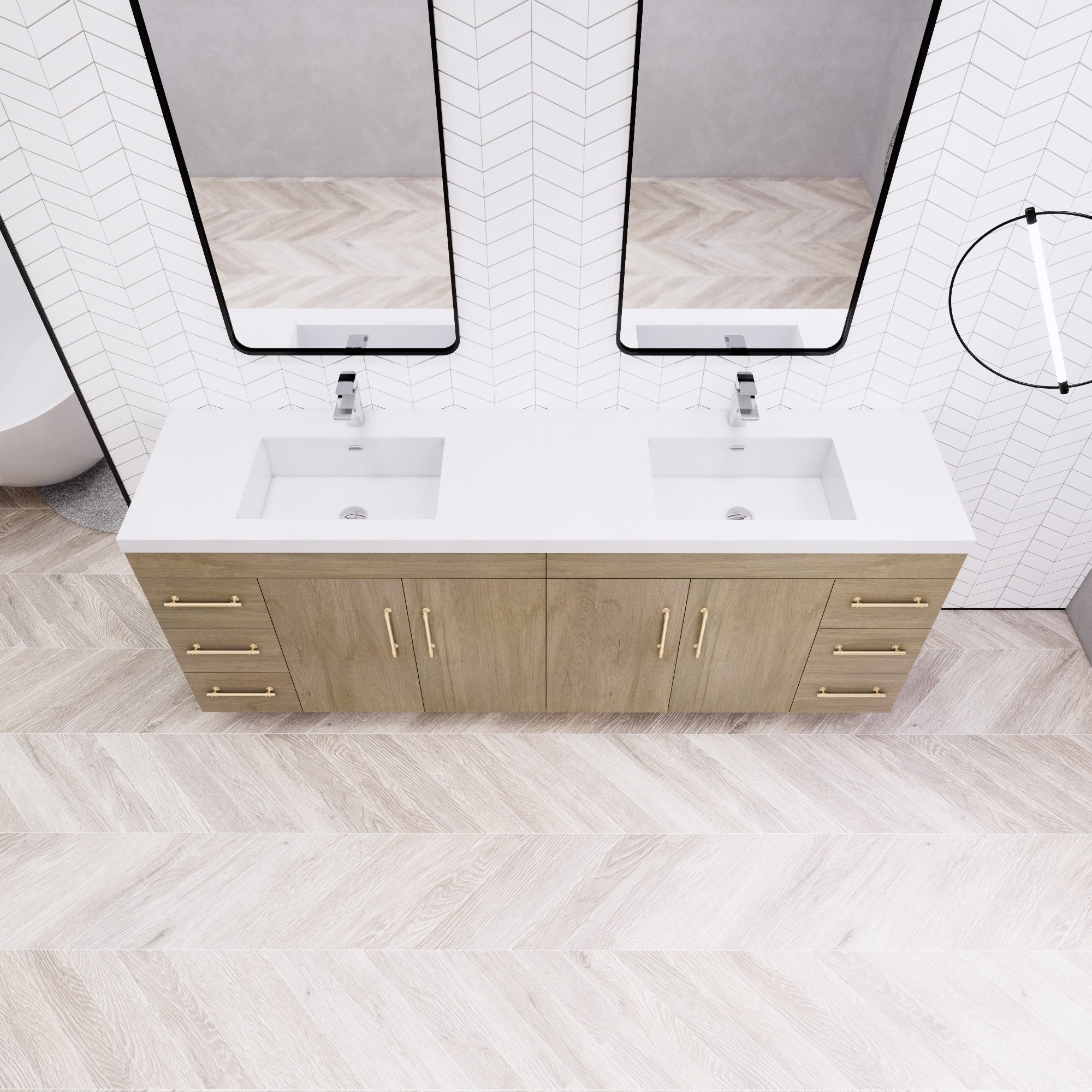 Meuble-lavabo autoportant Eliza de 72 po avec double vasque