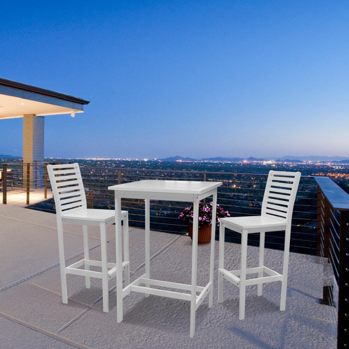 Ensemble de salle à manger avec table de bar et chaises en bois Emilio