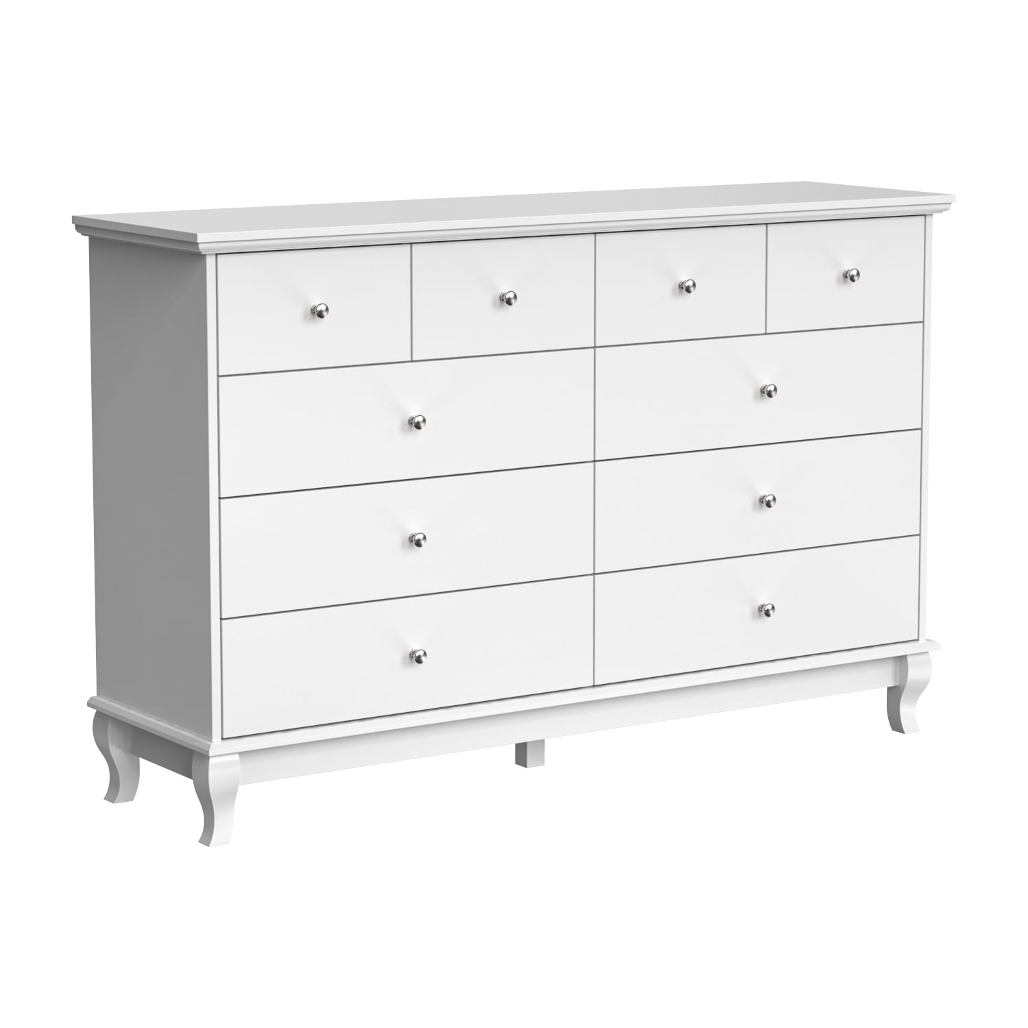 Commode double à 10 tiroirs pour chambre à coucher, commode blanche, grand espace de rangement