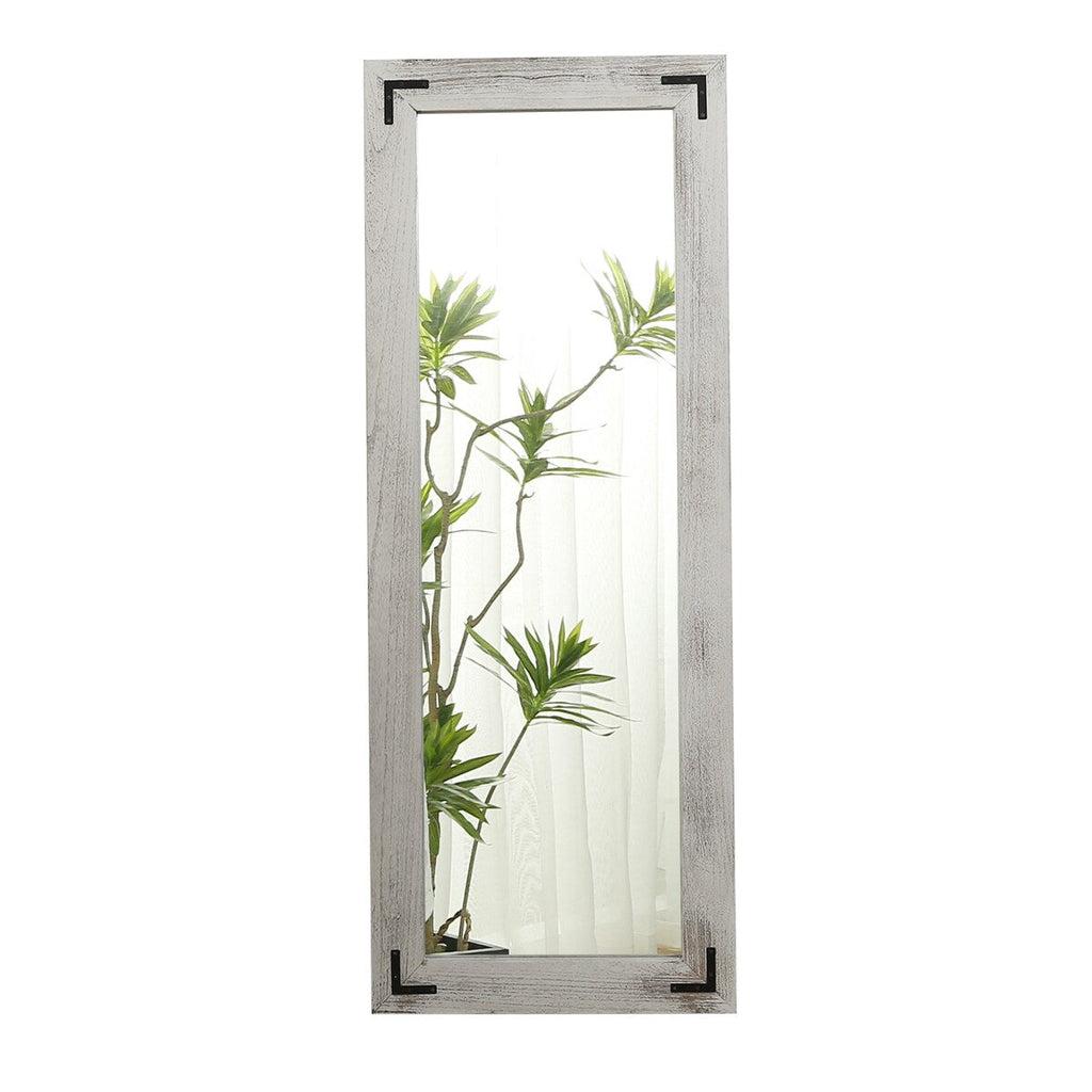 Miroir de sol rustique de style ferme avec cadre en bois - 65 x 24