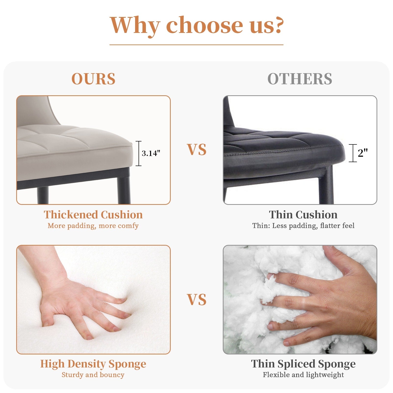 Lot de 2/4 chaises de salle à manger rembourrées en similicuir