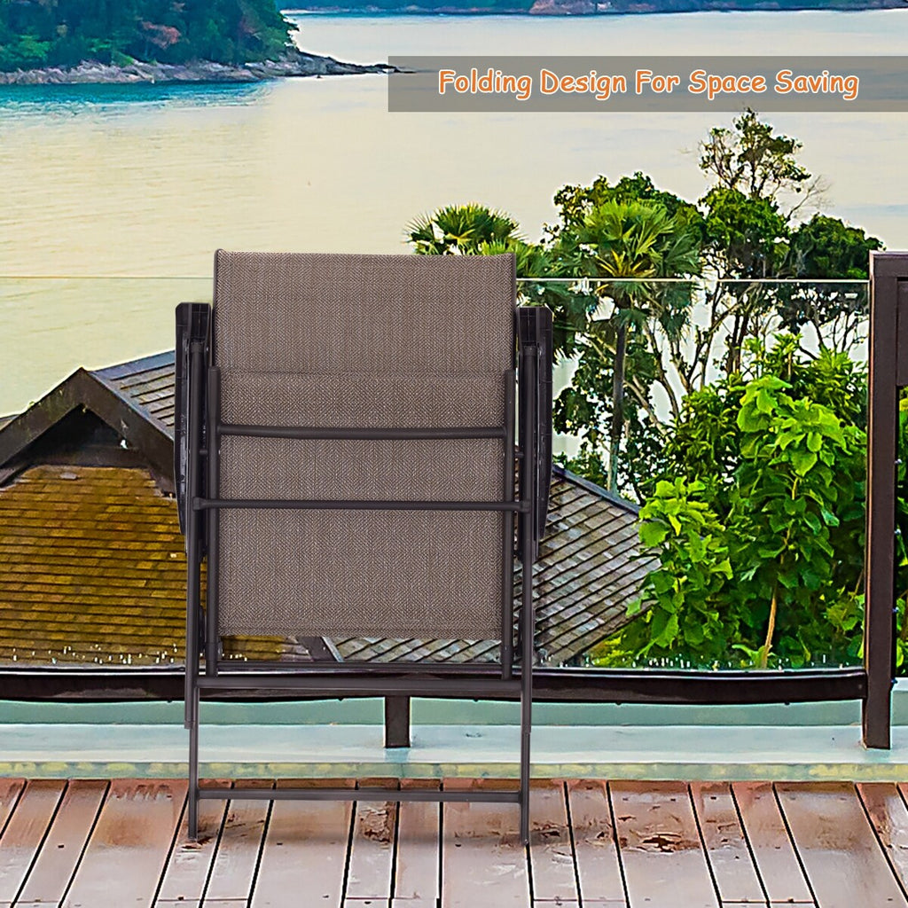 Ensemble de 2 fauteuils pliants pour patio, marron