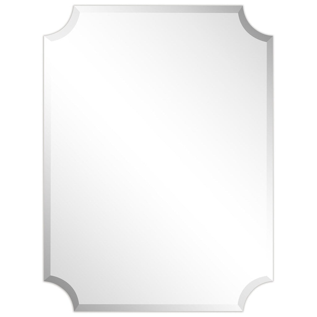 Miroir mural biseauté festonné rectangulaire sans cadre, pour salle de bain, coiffeuse, chambre à coucher, 1 bord biseauté - Transparent