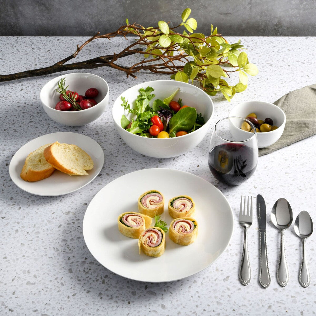 Gibson Home All U Need Service de table 60 pièces Assiettes, bols, verres, fourchettes, cuillères et couteaux (Service pour 6)