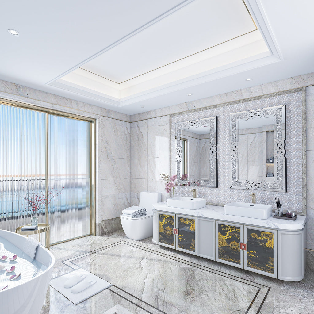 Miroir mural glamour avec accents de cristal et diamants