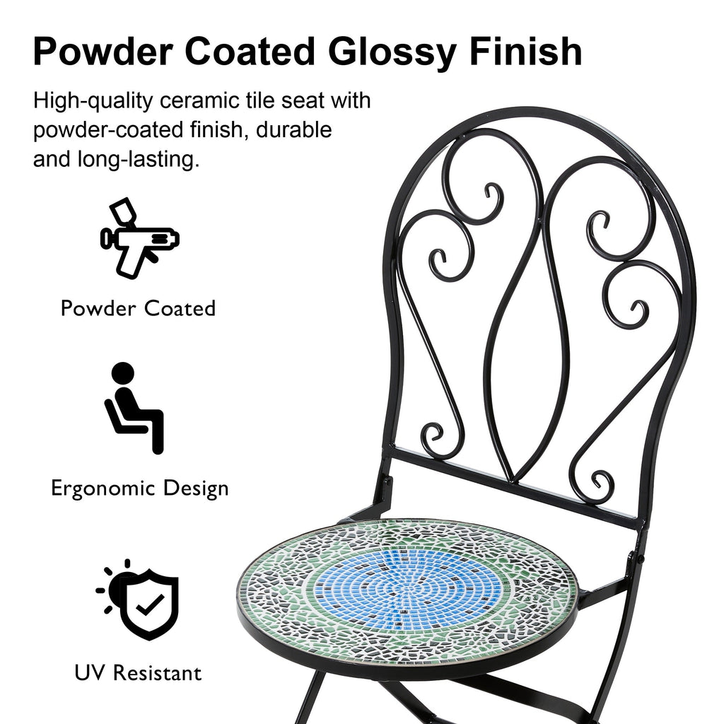 Ensemble de bistrot pliant d'extérieur en métal Glitzhome 3 pièces avec table et chaises