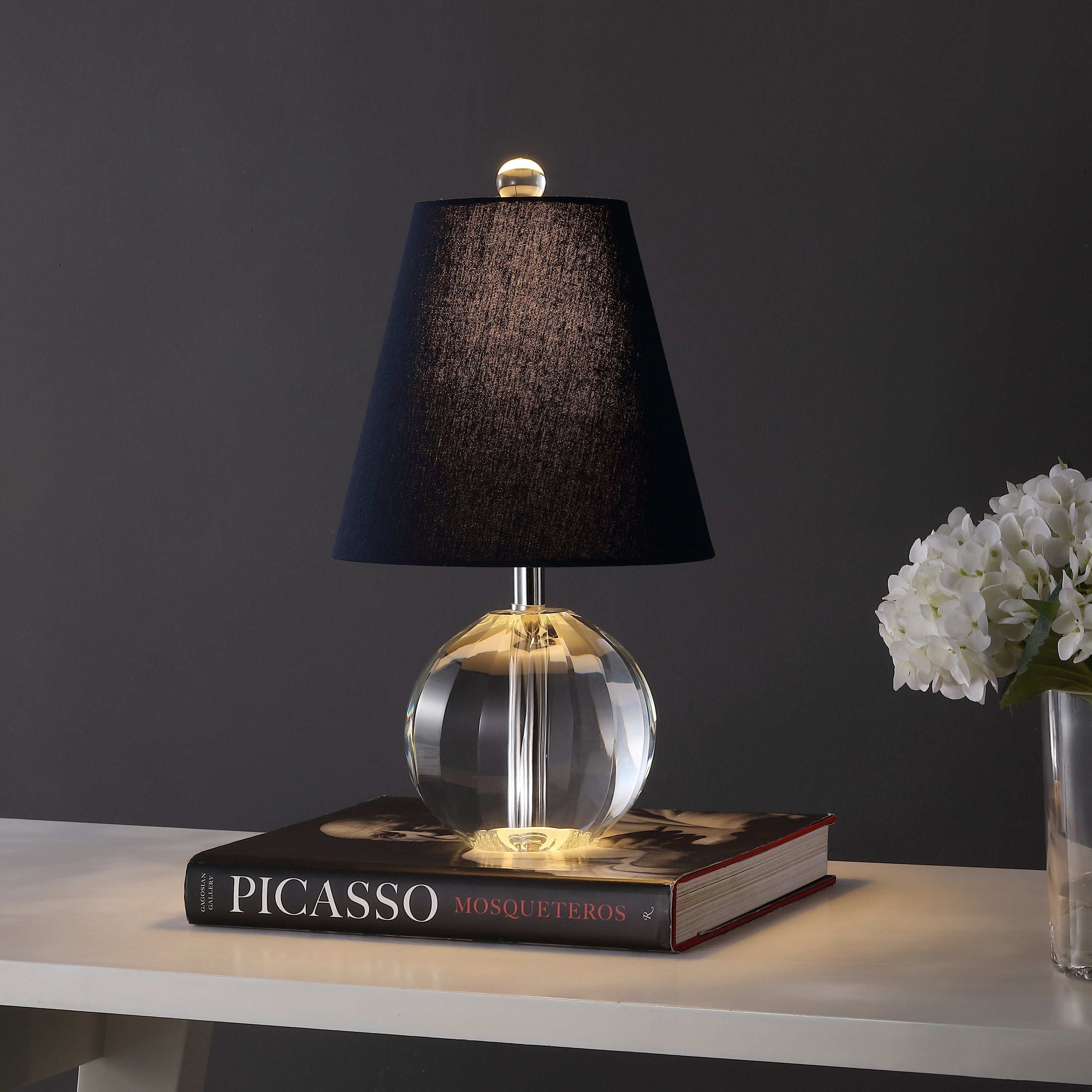 Lampe de table Goddard 16 boules de cristal/métal à LED, par JONATHAN Y