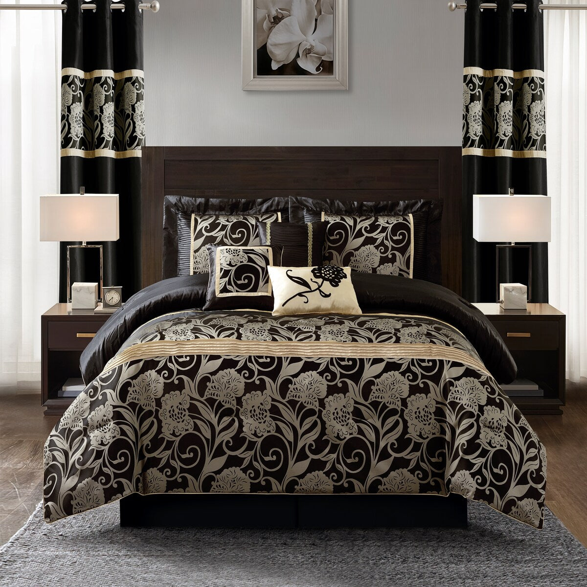 Ensemble de couette 9 pièces Nanshing Brie en jacquard floral