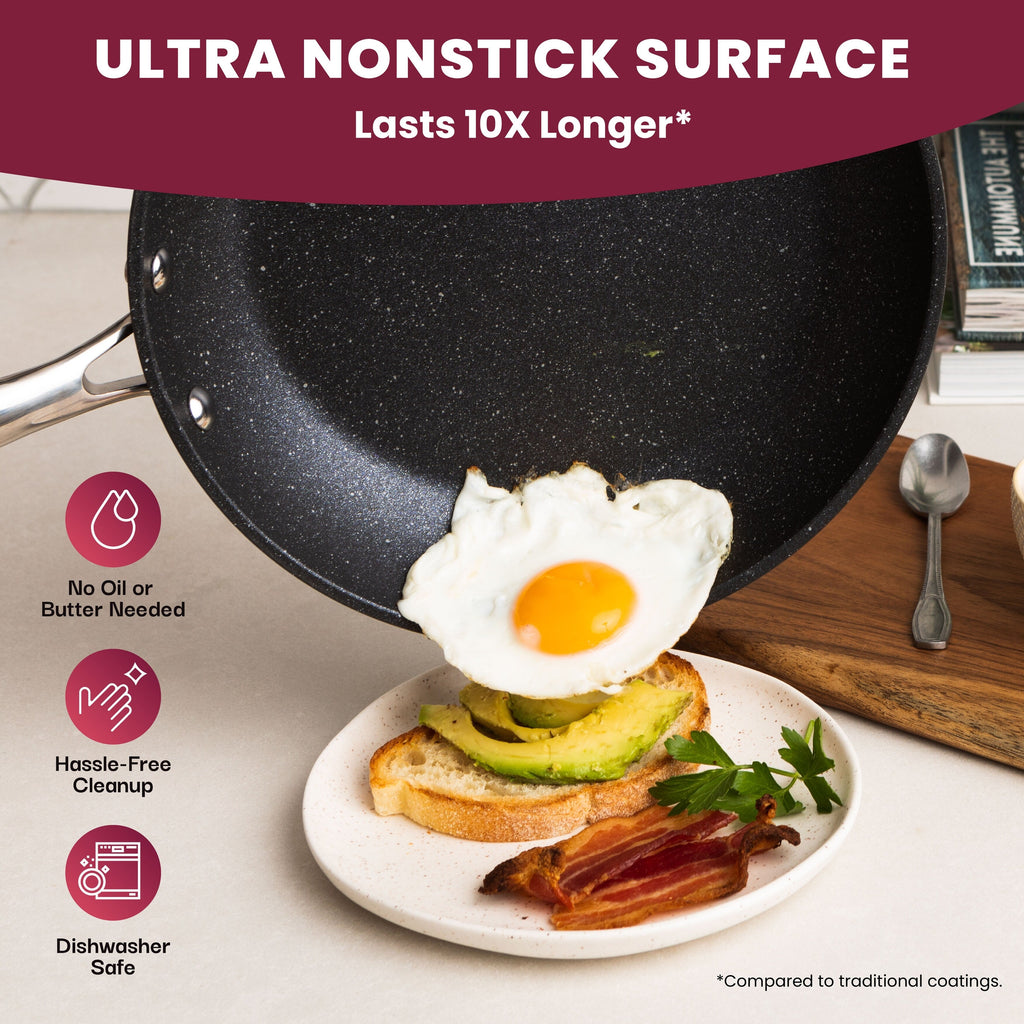 Ensemble de 20 casseroles et poêles antiadhésives Granitestone, ustensiles de cuisine et de pâtisserie