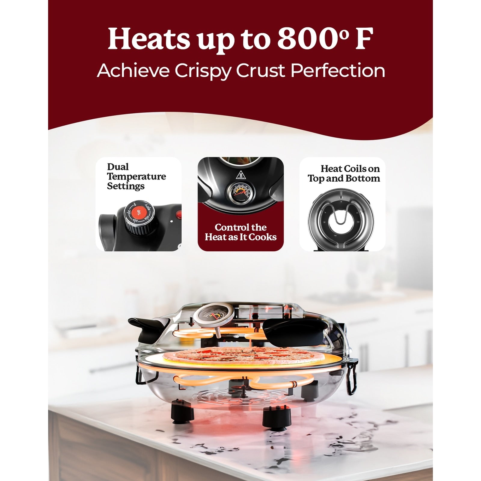 Four à pizza électrique d'intérieur/extérieur Granitestone Piezano avec pierre céramique