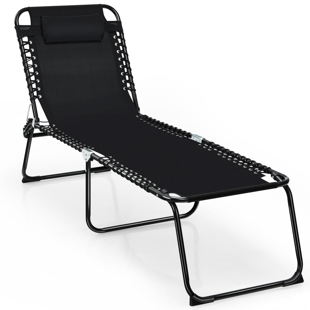 Chaise longue de plage pliante Gymax avec oreiller, 4 niveaux