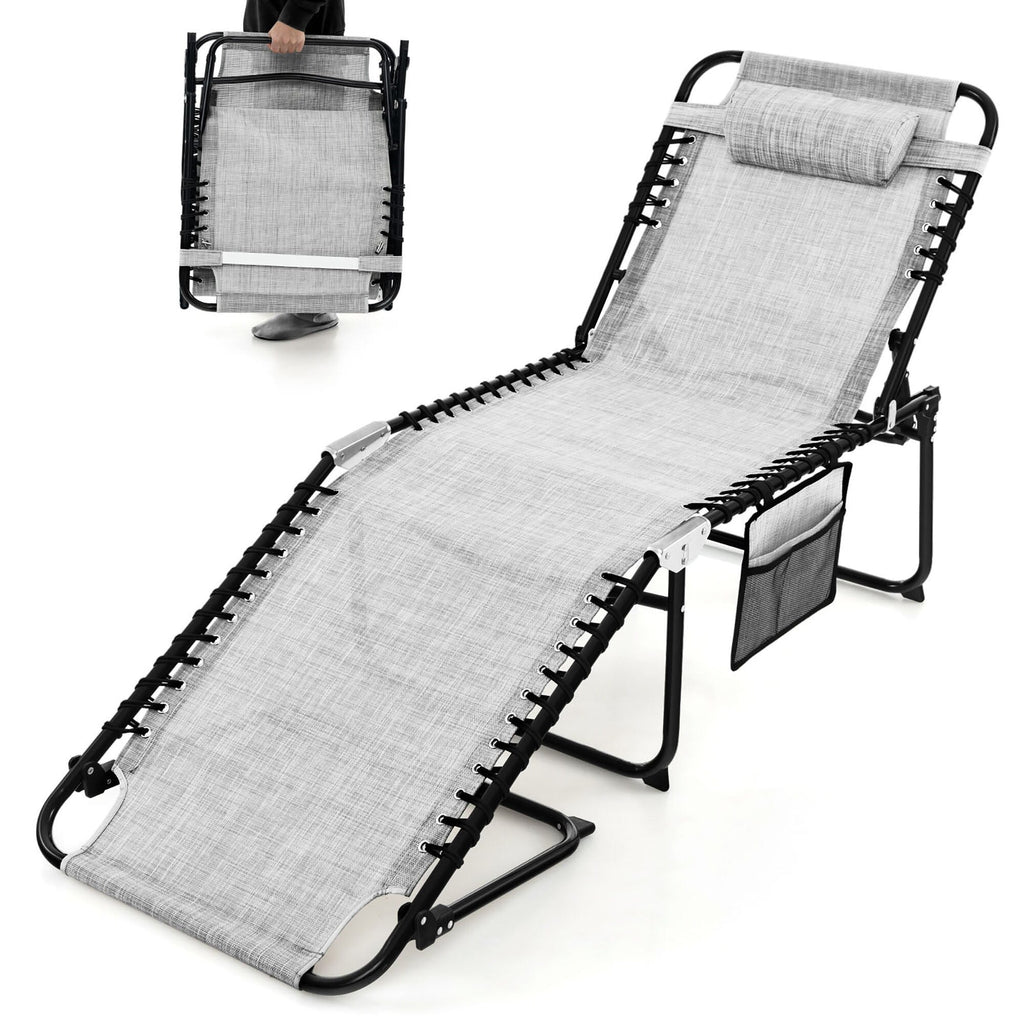 Chaise longue de plage pliante Gymax avec oreiller, 4 niveaux