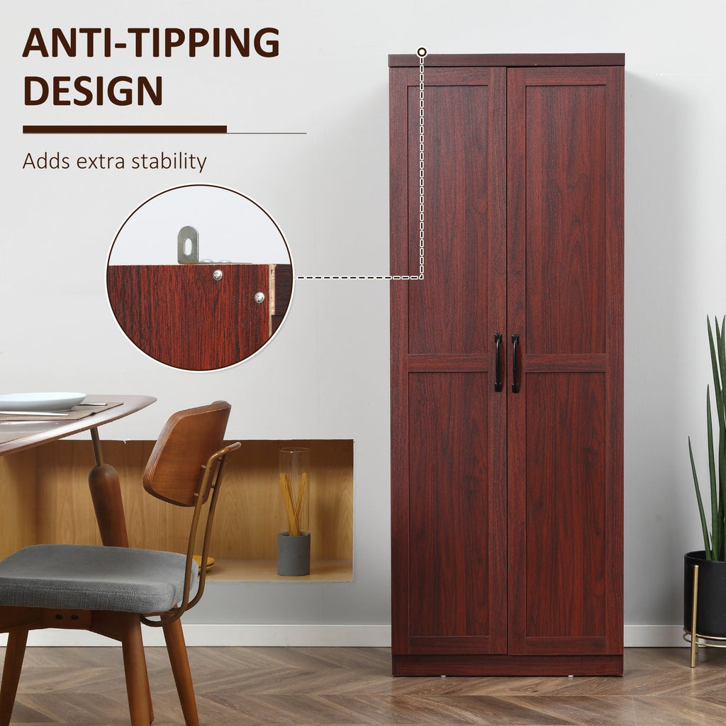 HOMCOM 63 Garde-manger de cuisine à 2 portes, meuble de rangement indépendant avec étagères à 5 niveaux et 2 étagères réglables pour salle à manger