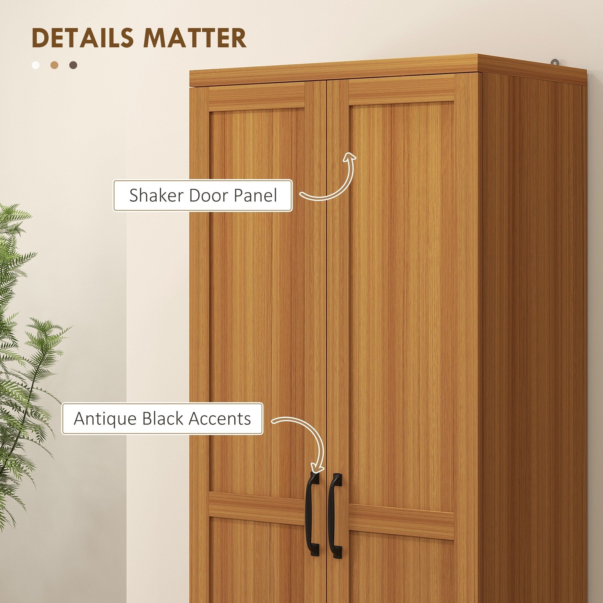 HOMCOM 63 Garde-manger de cuisine à 2 portes, meuble de rangement indépendant avec étagères à 5 niveaux et 2 étagères réglables pour salle à manger