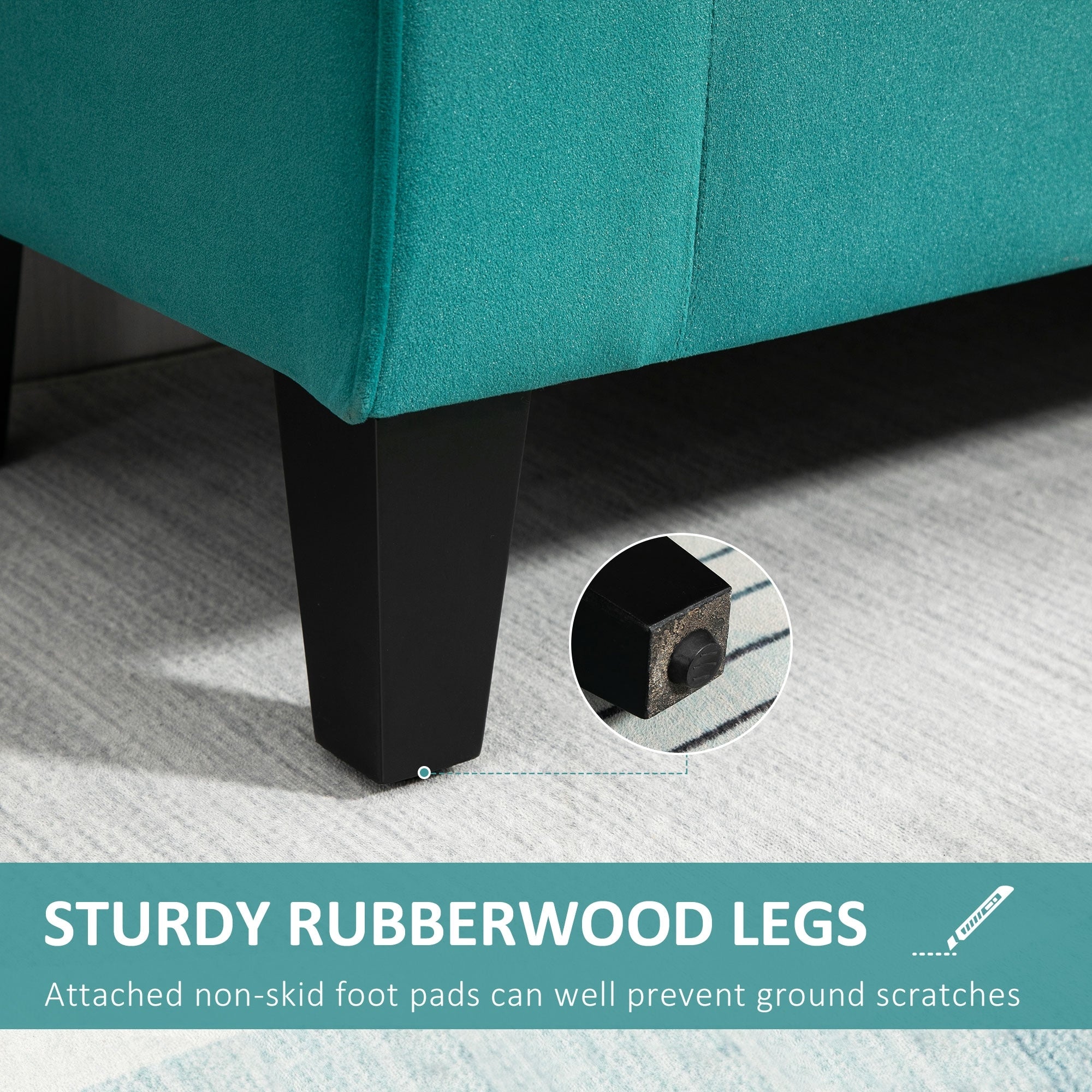 Banc ottoman de rangement capitonné HOMCOM, banc de lit rembourré avec accoudoirs roulés pour chambre, salon ou couloir