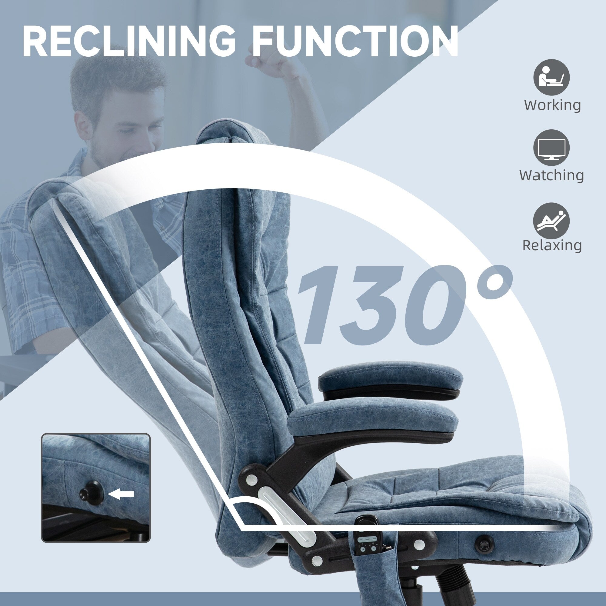 Fauteuil de bureau massant et vibrant HOMCOM à dossier haut avec 6 points de vibration, beige