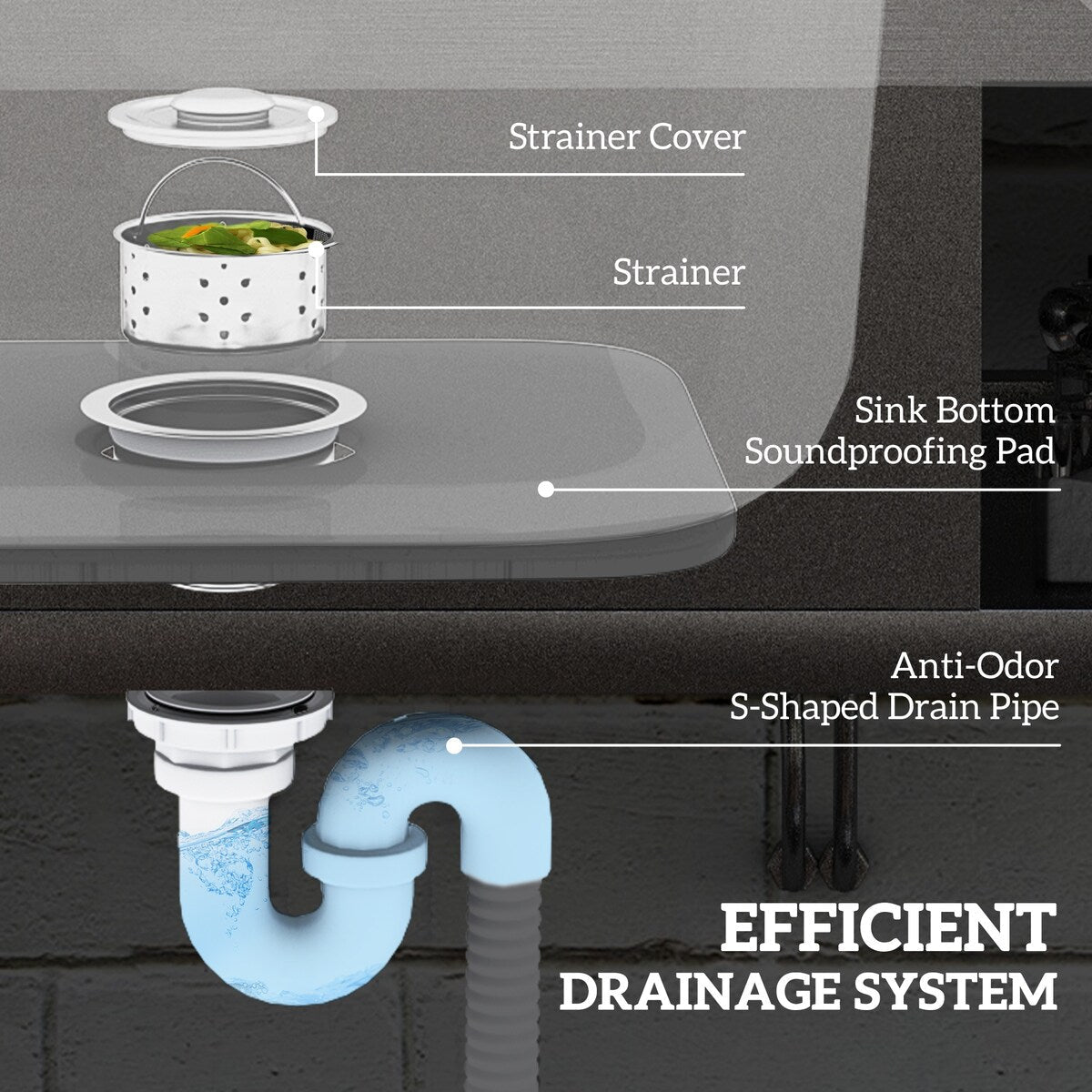 Évier utilitaire extérieur HOMCOM, évier profond en acier inoxydable, évier de cuisine autoportant à cuve unique, 39 pouces - 39 pouces