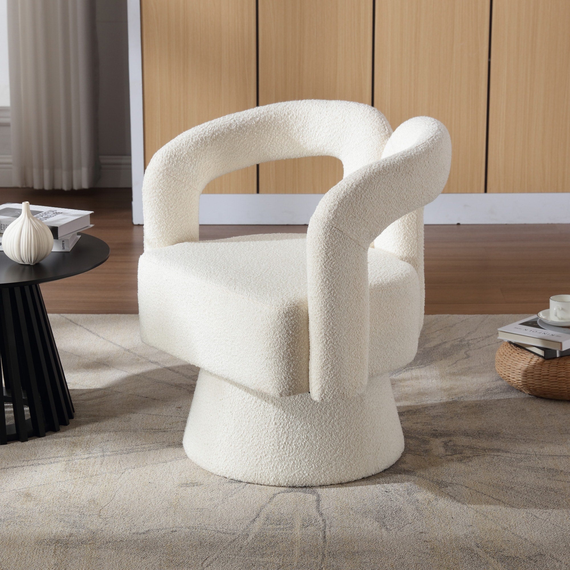 Fauteuils d'appoint pivotants à 360 degrés rembourrés Boucle de HOMEFUN