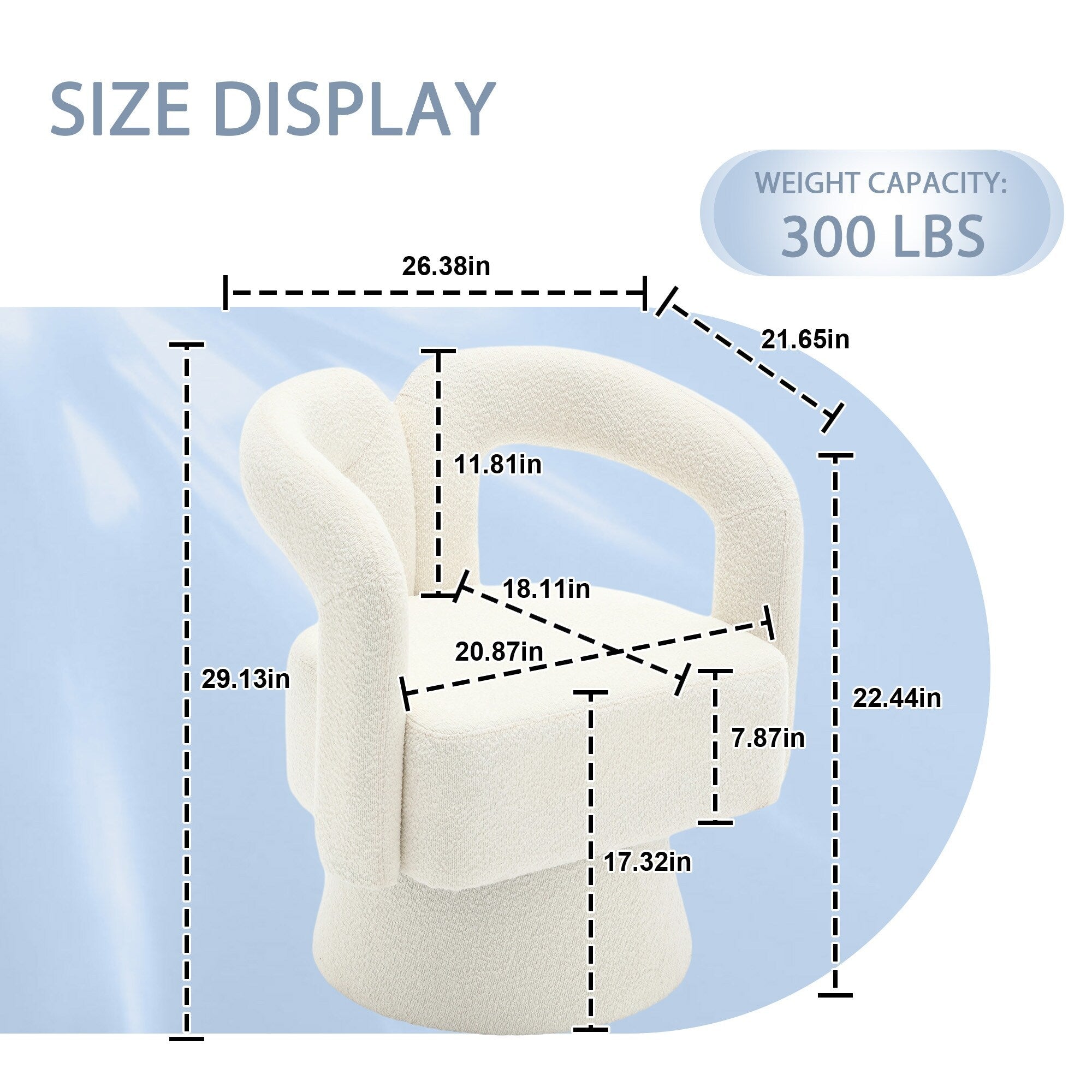 Fauteuils d'appoint pivotants à 360 degrés rembourrés Boucle de HOMEFUN