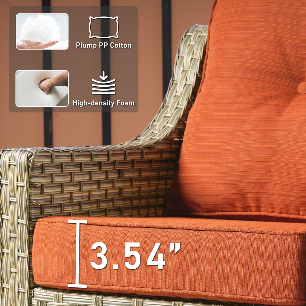 Ensemble de 2 chaises de patio d'extérieur en rotin et osier à dossier haut HOOOWOOO