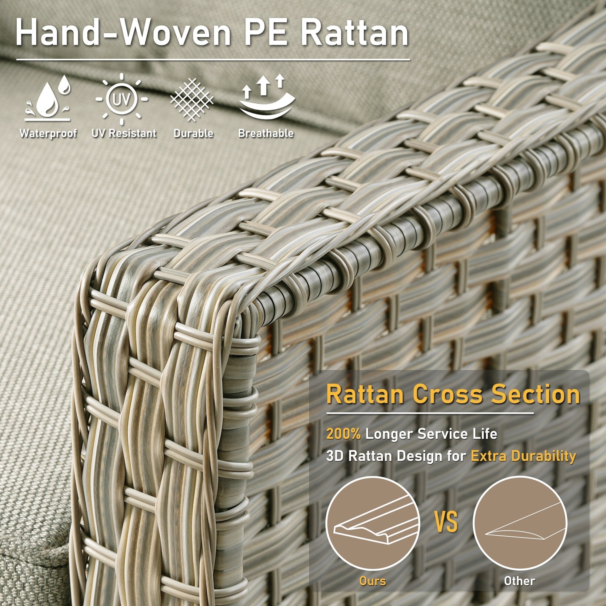 Ensemble de 2 chaises de patio d'extérieur en rotin et osier à dossier haut HOOOWOOO