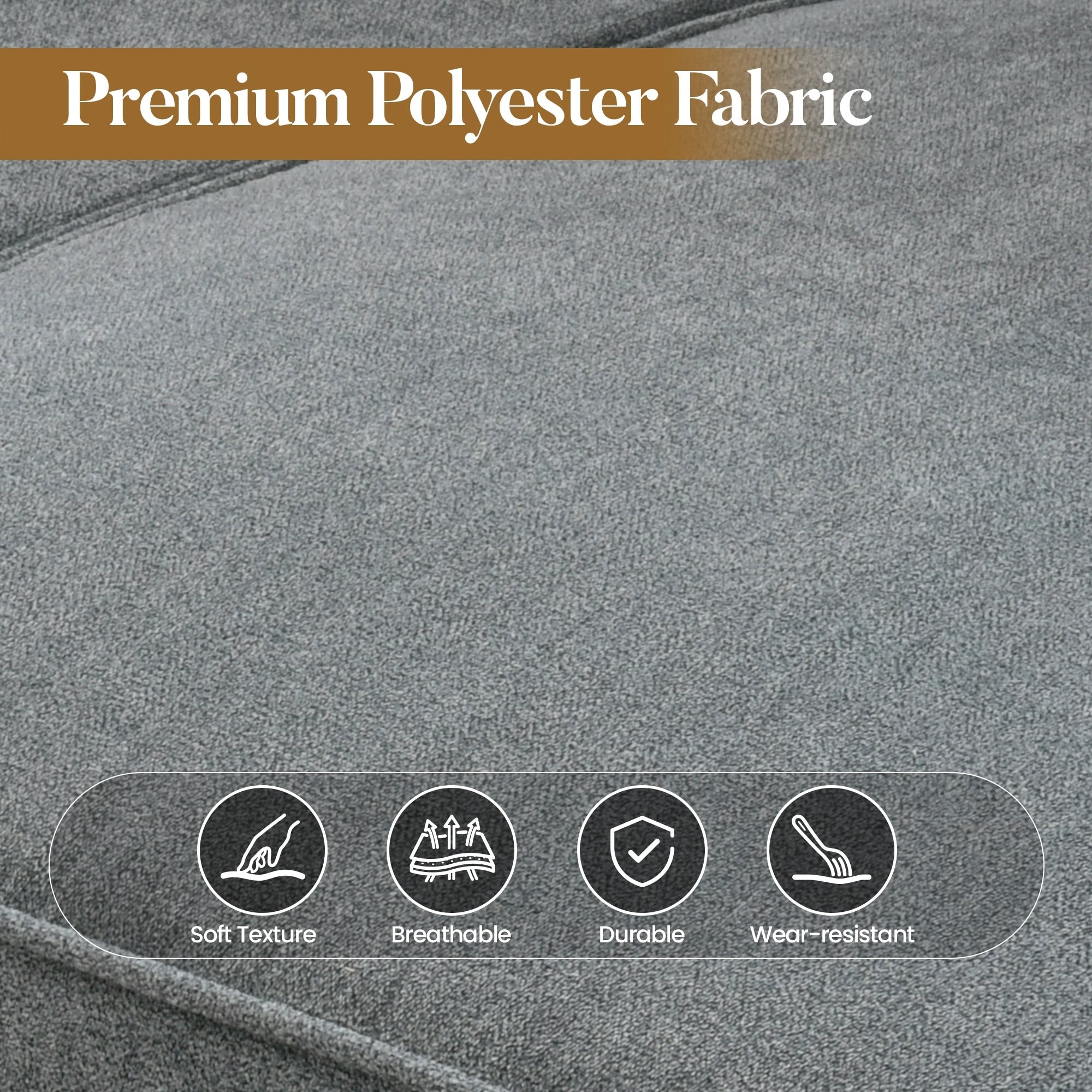 Canapé 3 places rembourré HOOOWOOO Mid-Century avec pieds en bois pour salon