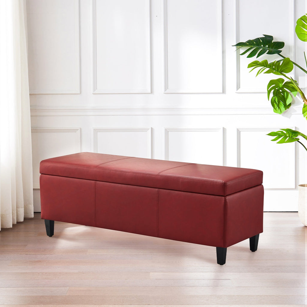 Pouf de rangement rectangulaire rembourré 50,3 x 17,50 x 18 po - Similicuir