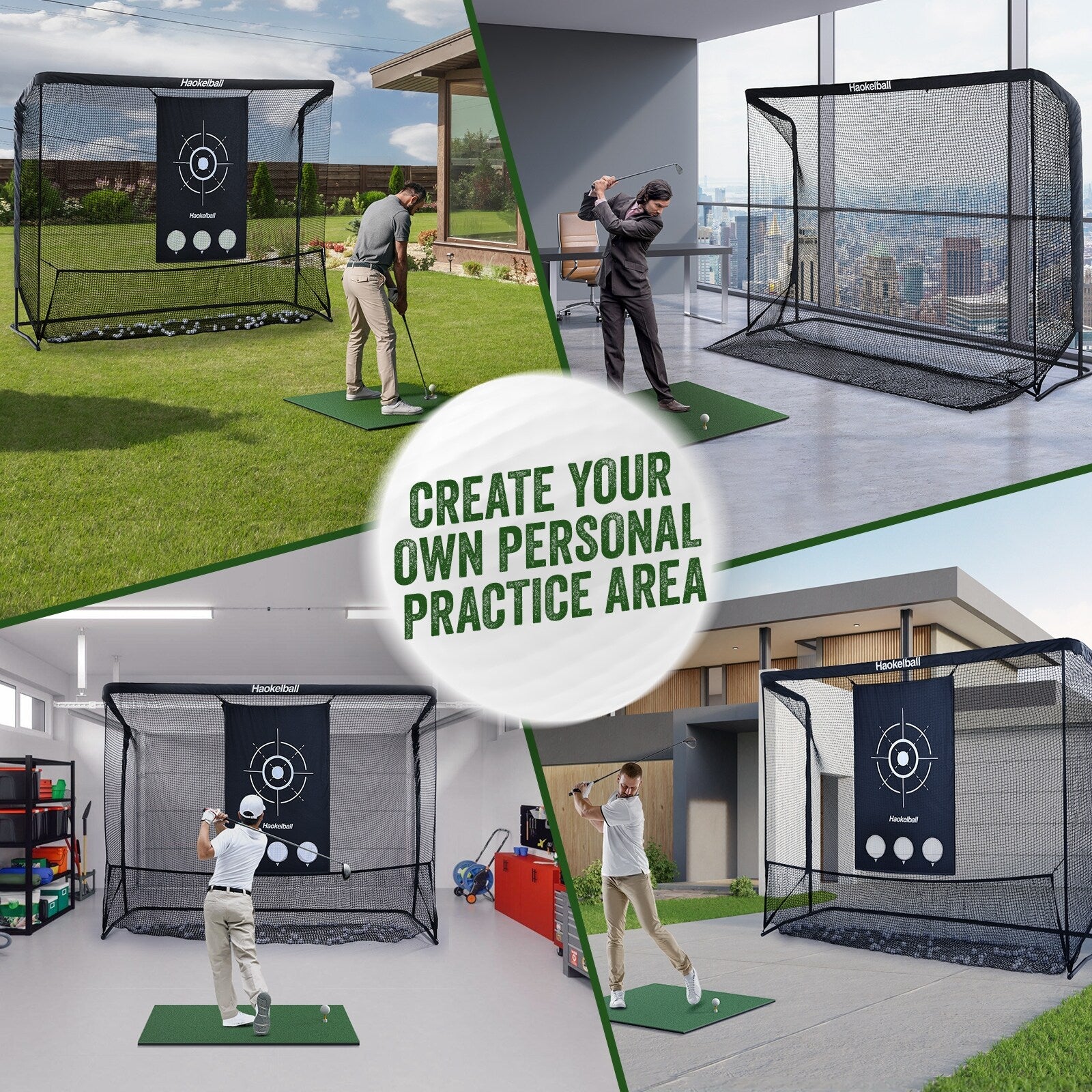 Filet de golf Haokelball 10x7,5 pieds Filet d'entraînement de golf avec tissu cible Filet de frappe de golf robuste