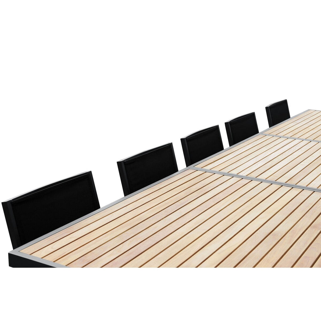 Ensemble de salle à manger d'extérieur Heck 13 pièces en teck et aluminium FSC pour 12 personnes, table extensible et chaises empilables, noir anthracite
