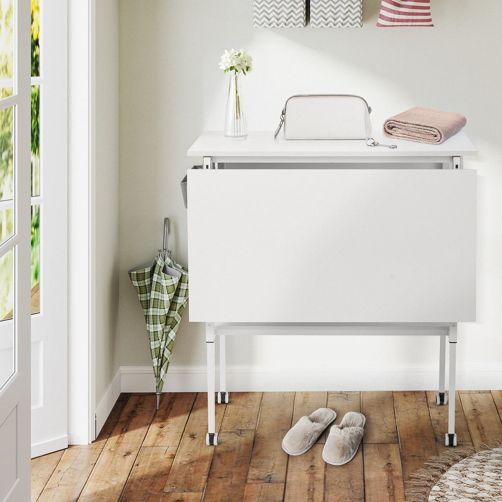 Table de bricolage réglable en hauteur avec étagères de rangement, table de découpe pliante mobile pour la maison, le bureau, la salle de couture, la salle d'artisanat