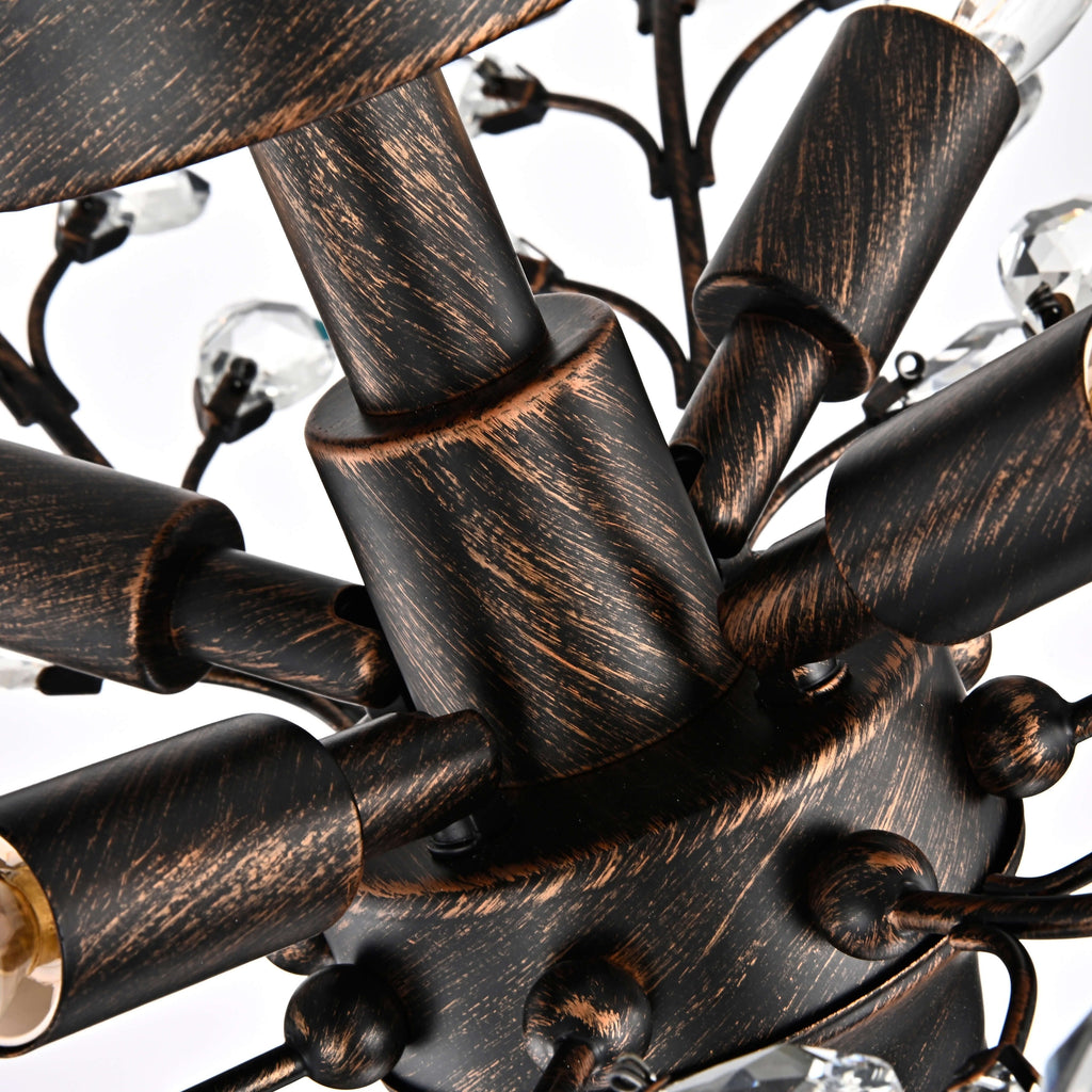 Plafonnier à 4 lumières en cristal avec feuilles de houx