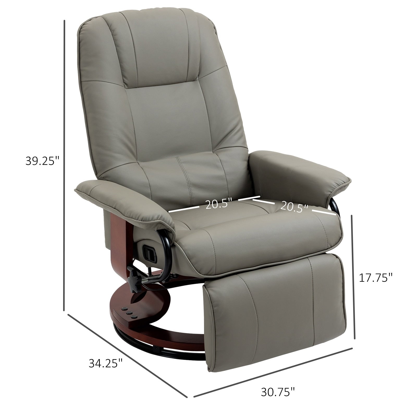 Fauteuil inclinable manuel pivotant et réglable en similicuir HomCom avec repose-pieds confortable et relaxant
