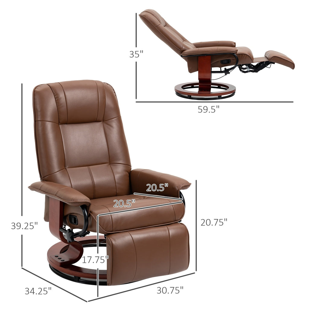 Fauteuil inclinable manuel pivotant et réglable en similicuir HomCom avec repose-pieds confortable et relaxant