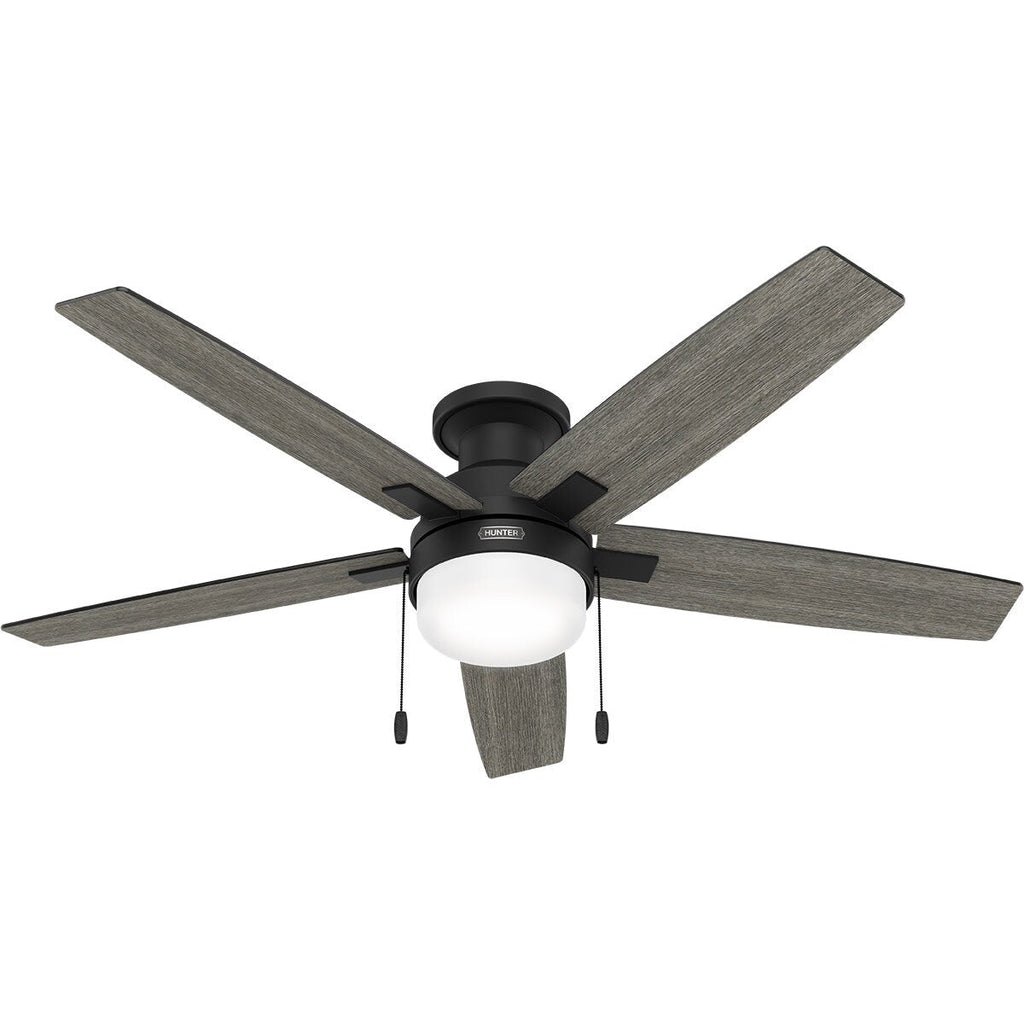 Ventilateur de plafond à profil bas Hunter 52 Anisten avec éclairage LED et chaînette - Moderne, contemporain, transitionnel