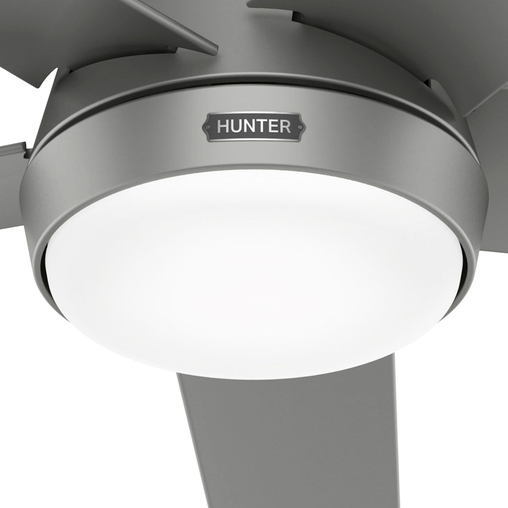 Ventilateur de plafond extérieur Hunter 52 Skyflow avec kit d'éclairage LED, commande murale - Côtier moderne contemporain - WeatherMax - CLASSÉ HUMIDE !