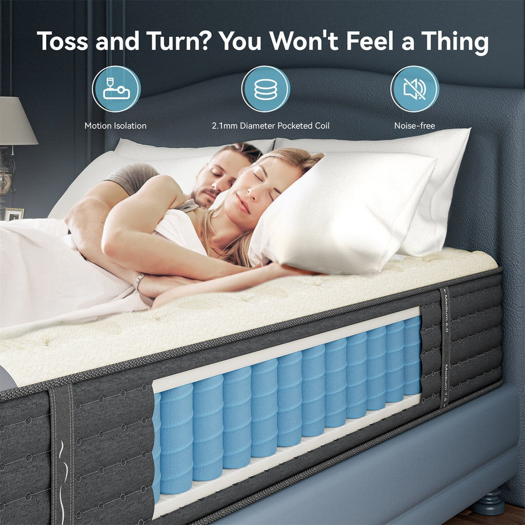 Matelas hybride double face luxueux SweDrea de 14 po – Ferme/Mince, certifié CertiPUR-US, SGS et OEKO-TEX