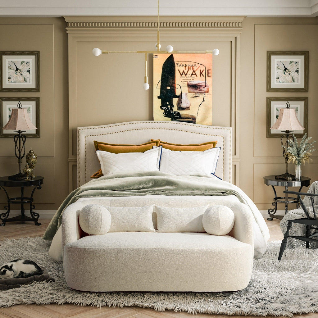 Causeuse 2 places rembourrée KINWELL Boucle avec oreillers