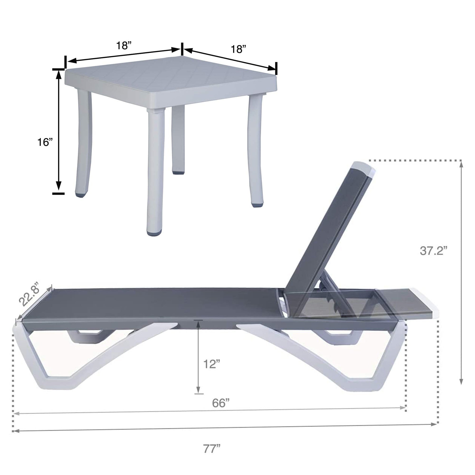 Chaise longue inclinable et réglable Kozyard Alan, pieds entièrement plats en aluminium et résine polypropylène