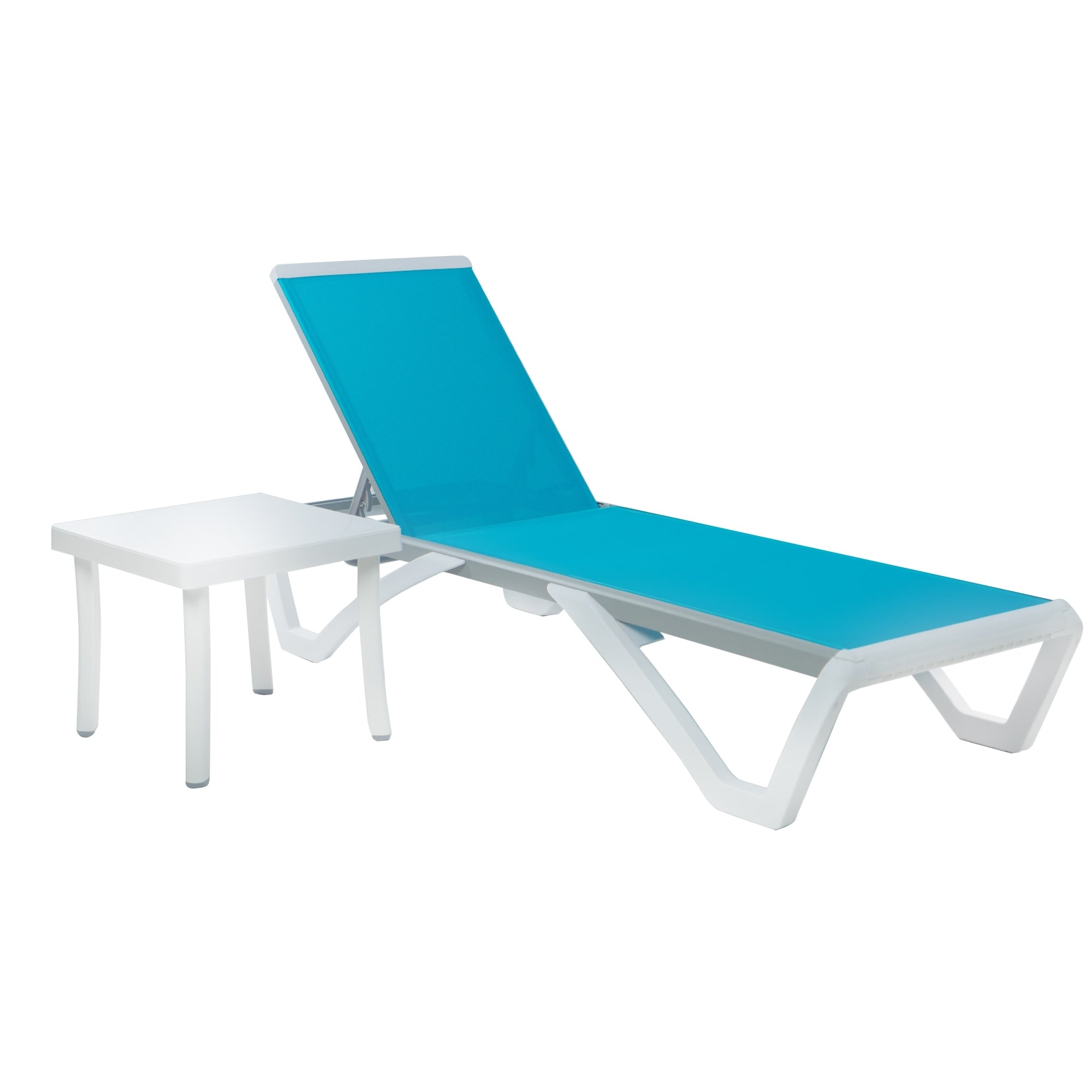 Chaise longue inclinable et réglable Kozyard Alan, pieds entièrement plats en aluminium et résine polypropylène